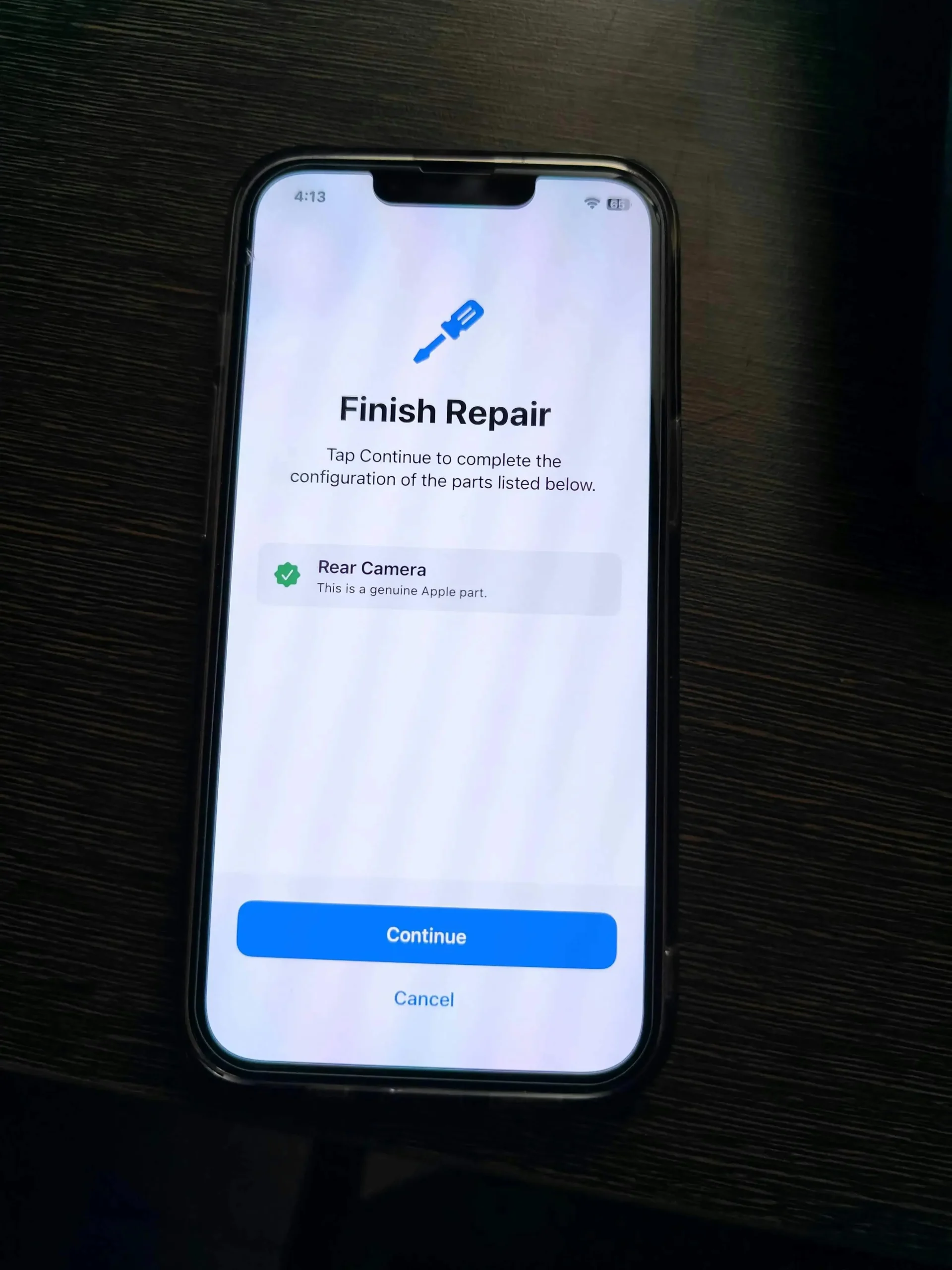 wyświetlacz apple po udanej kalibracji