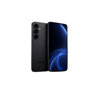 Samsung Galaxy S26 5 Samsung Galaxy S26 na ciemnym, futurystycznym tle z niebieskimi, świecącymi abstrakcyjnymi efektami świetlnymi oraz luksusową prezentacją produktu.